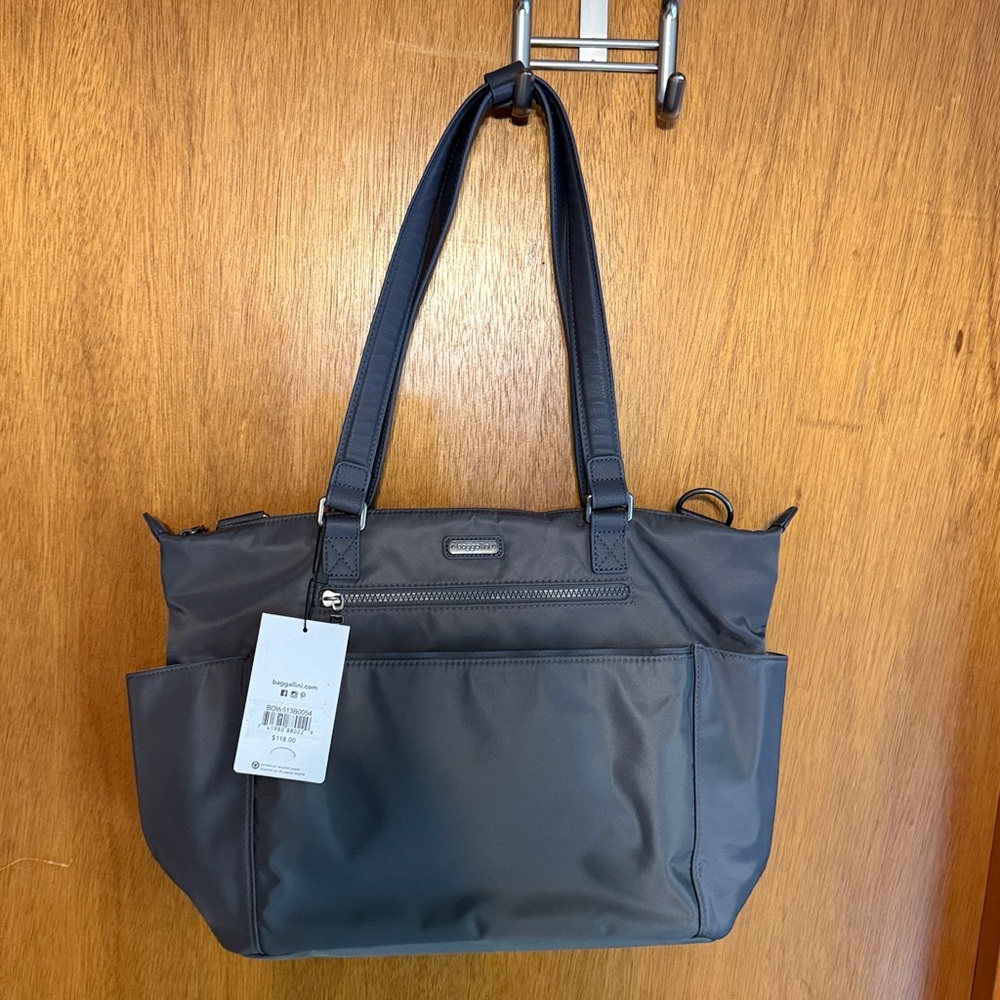 Baggallini Bowery Tote Bag Dark Grey NWT